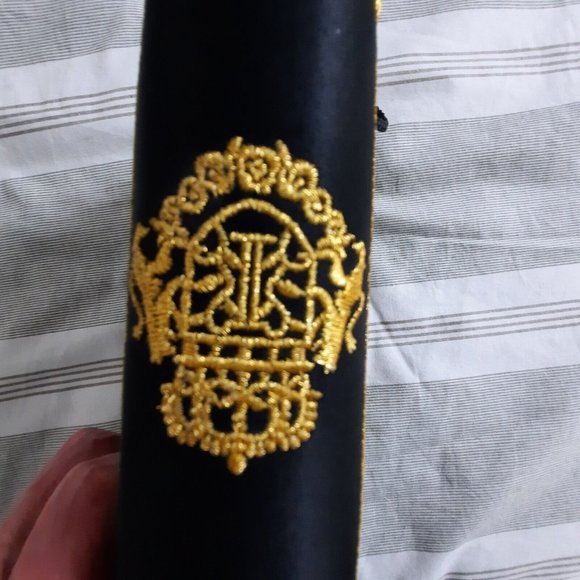 Ivana Trump Shoulder Bag Box Purse Book Design Black/Gold Satin - Picture 3 of 7